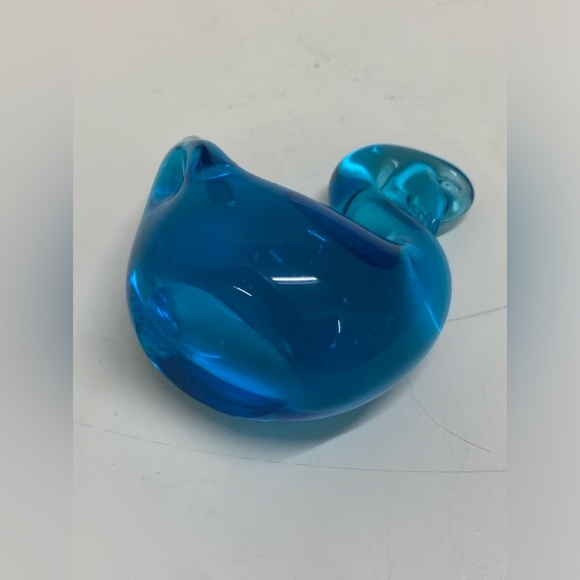 Vintage Mid Century Clear Blue Pinched Blown Glass Art Swan Murano Paperweight - Picture 13 of 15